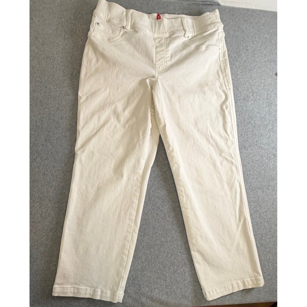 Spanx Jeans 1X Petite White Pull On Straight Leg Pants 1X Petite